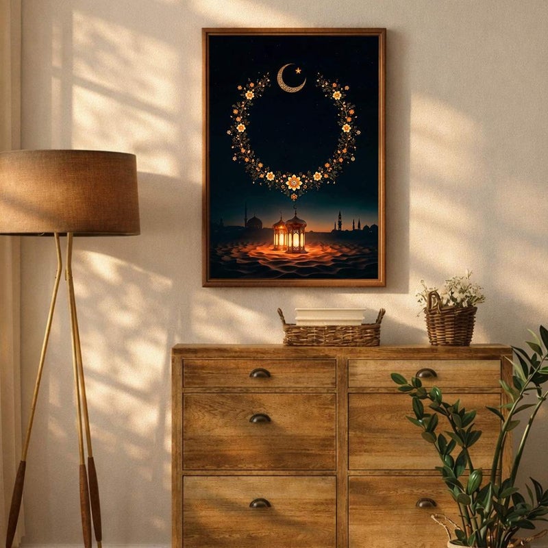 ماركتنا لوحة قماشية بتصميم شهر رمضان المبارك مع برواز مجوف , قطعة واحدة, بمقاس 40×60سم - Image 2